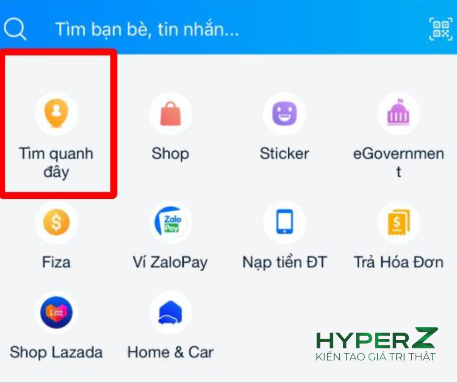 Tìm quanh đây Zalo