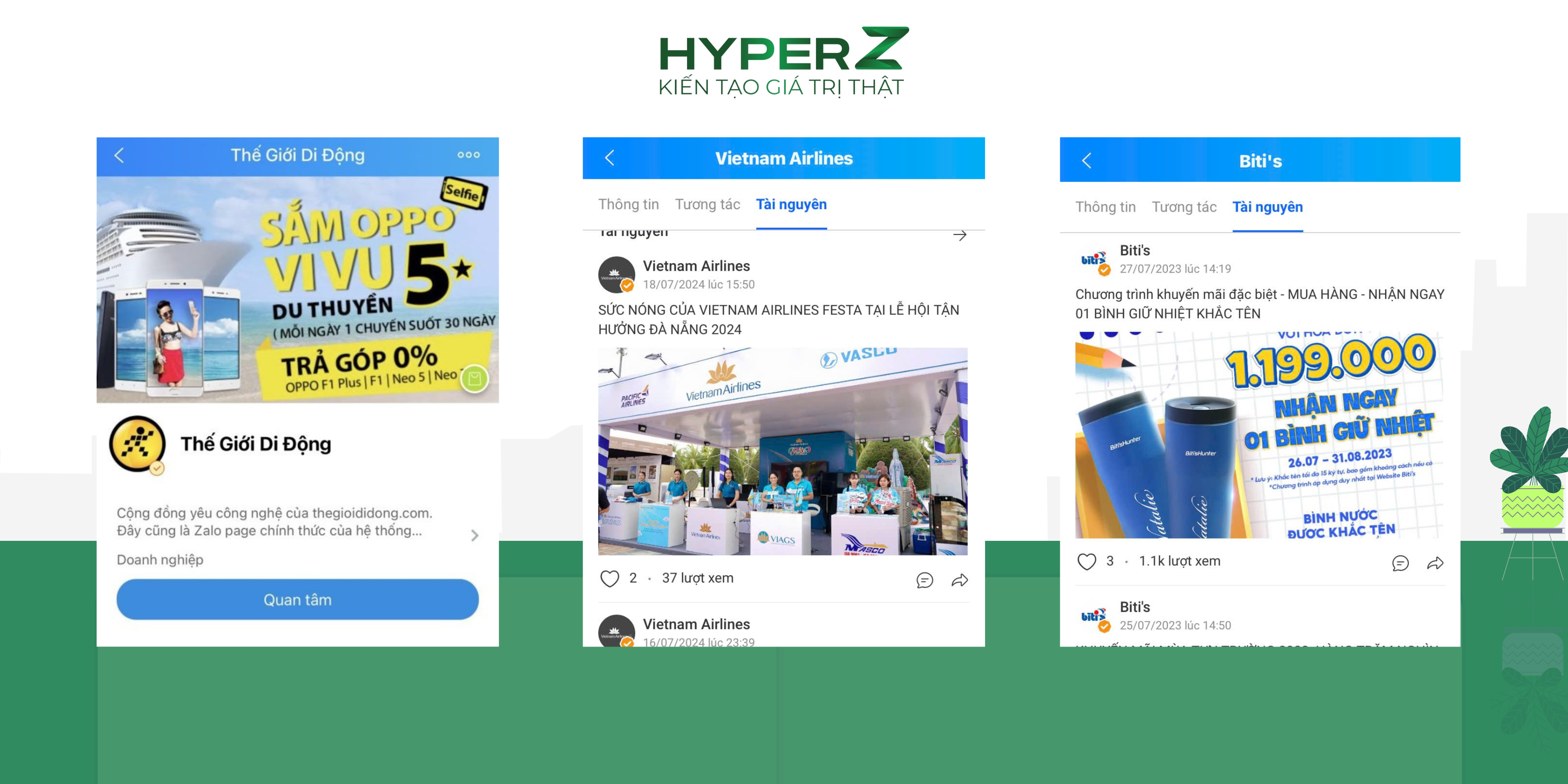 zalo OA của các hãng nổi tiếng